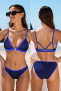 Blue Mesh Triangle Bikini Set