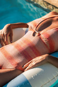 Coral Stripe Shimmer Swimsuit
