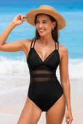 Black Sheer Panel One-Piece