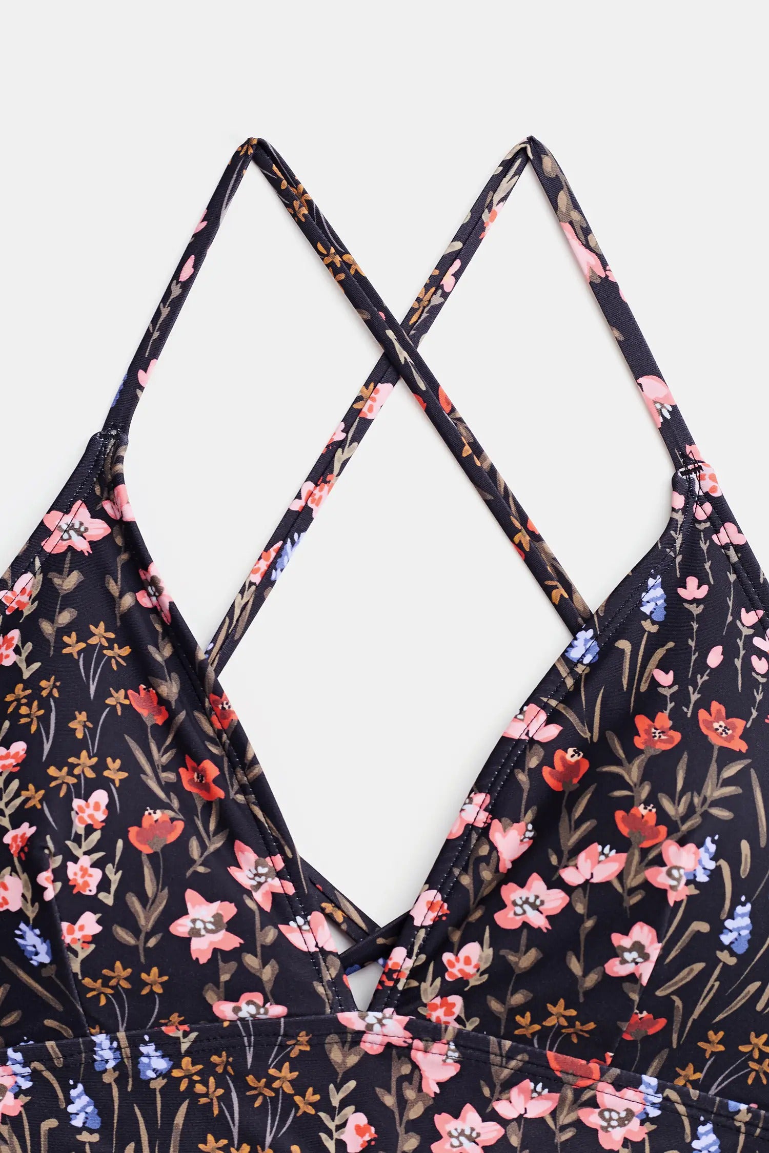 Black Floral Bralette Bikini Set
