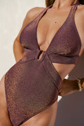 Copper Shimmer Plunge One-Piece