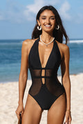 Black Deep V Mesh Swimsuit