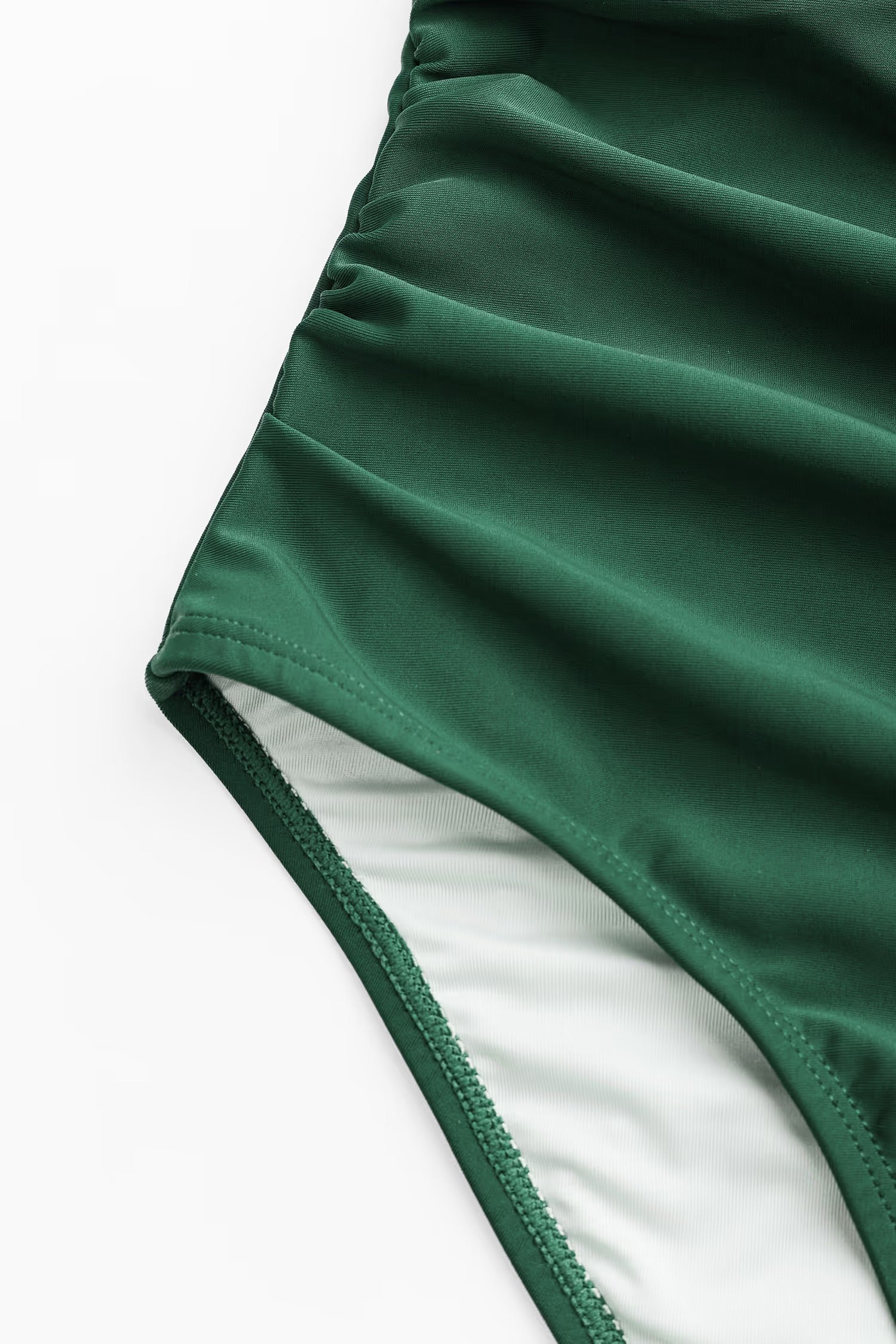 Green Wrap-Front Ruffle Swimsuit
