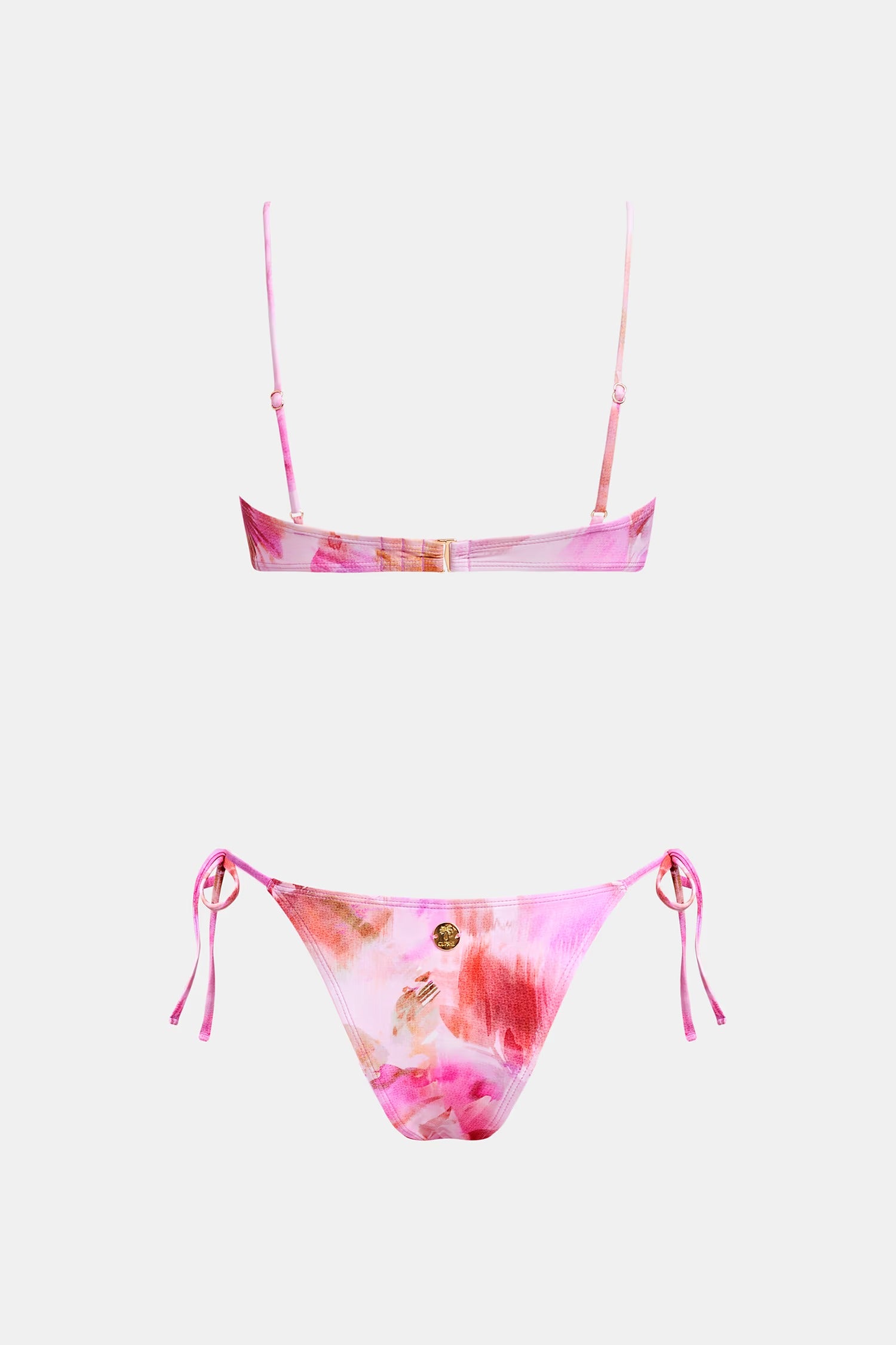 Pink Tie-Dye Bikini Set with Cover Up